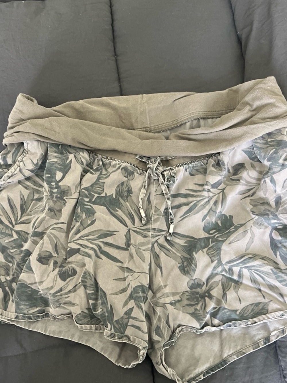 Old Navy Olive Green Botanical Drawstring Athletic Shorts